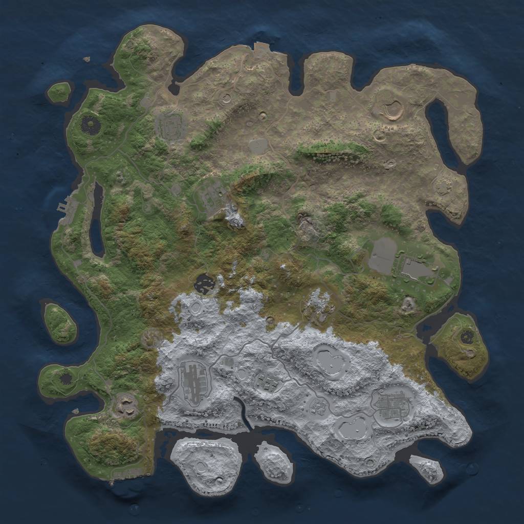 Rust Map: Procedural Map, Size: 3950, Seed: 11429480, 18 Monuments
