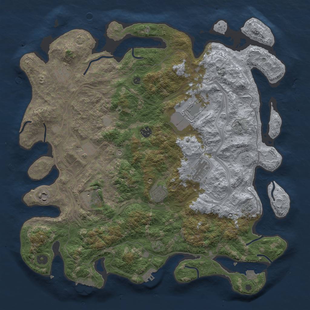 Rust Map: Procedural Map, Size: 4300, Seed: 21421790, 17 Monuments