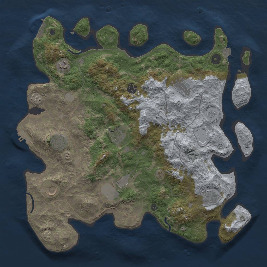 Rust Map: Procedural Map, Size: 4000, Seed: 1386771598, 17 Monuments