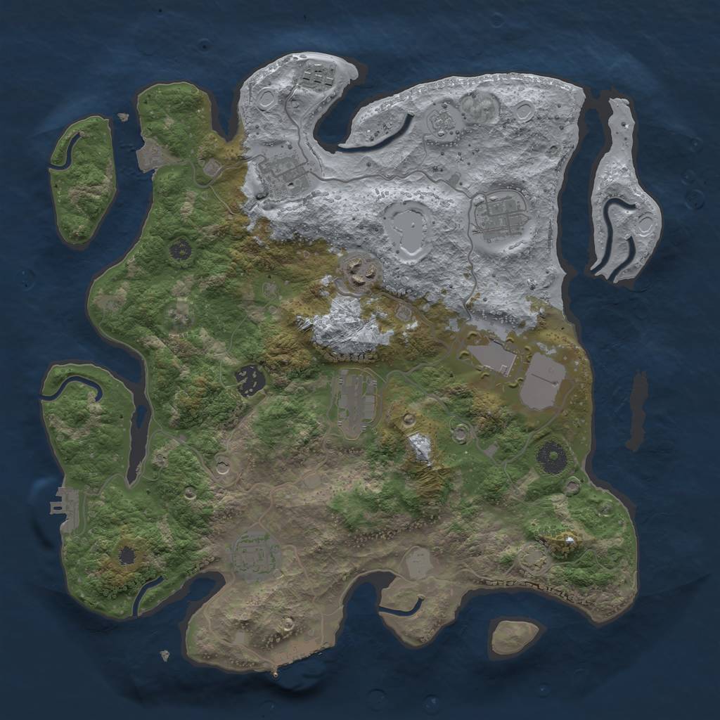 Rust Map: Procedural Map, Size: 3500, Seed: 3988257, 16 Monuments