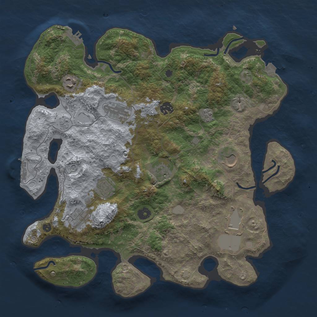 Rust Map: Procedural Map, Size: 3750, Seed: 34935325, 17 Monuments