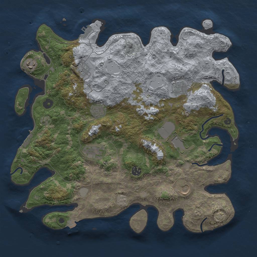 Rust Map: Procedural Map, Size: 3900, Seed: 4301430, 17 Monuments