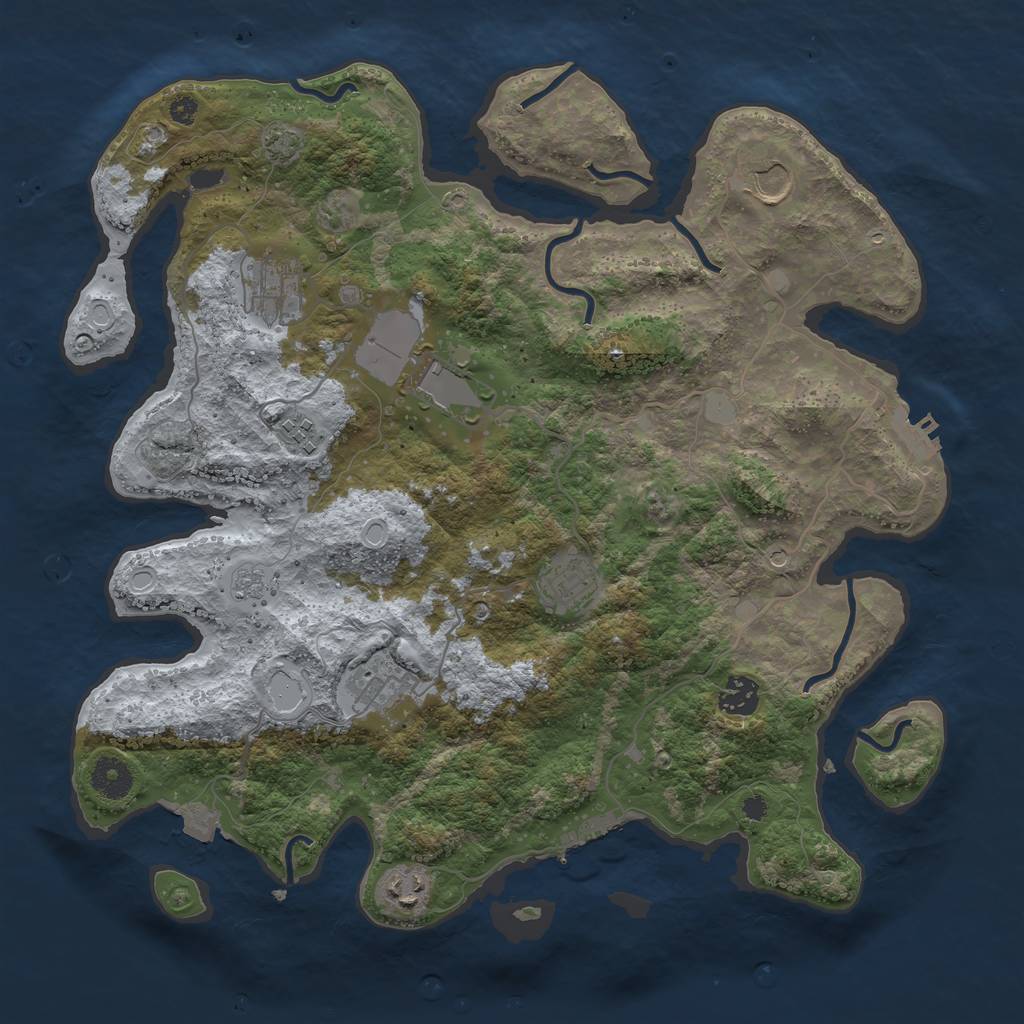 Rust Map: Procedural Map, Size: 3750, Seed: 38974529, 16 Monuments