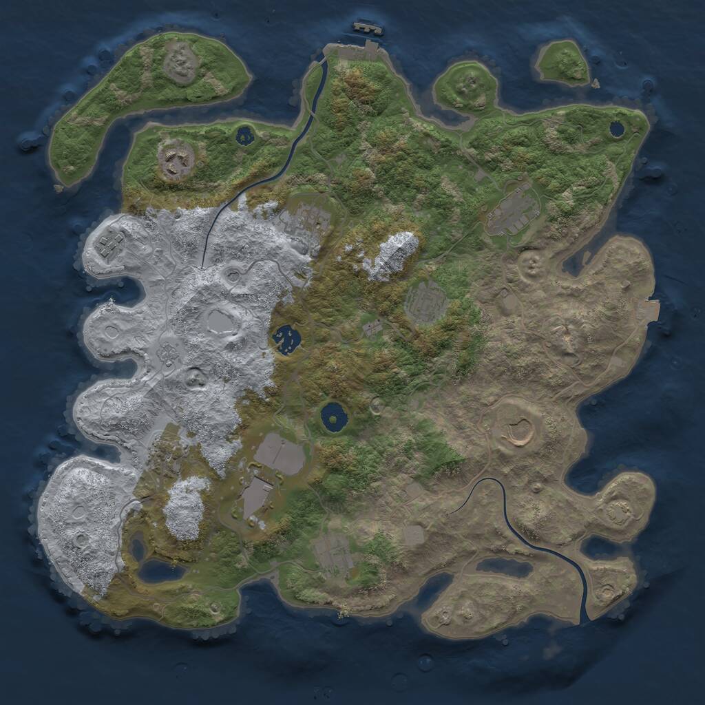 Rust Map: Procedural Map, Size: 3850, Seed: 90685490, 15 Monuments