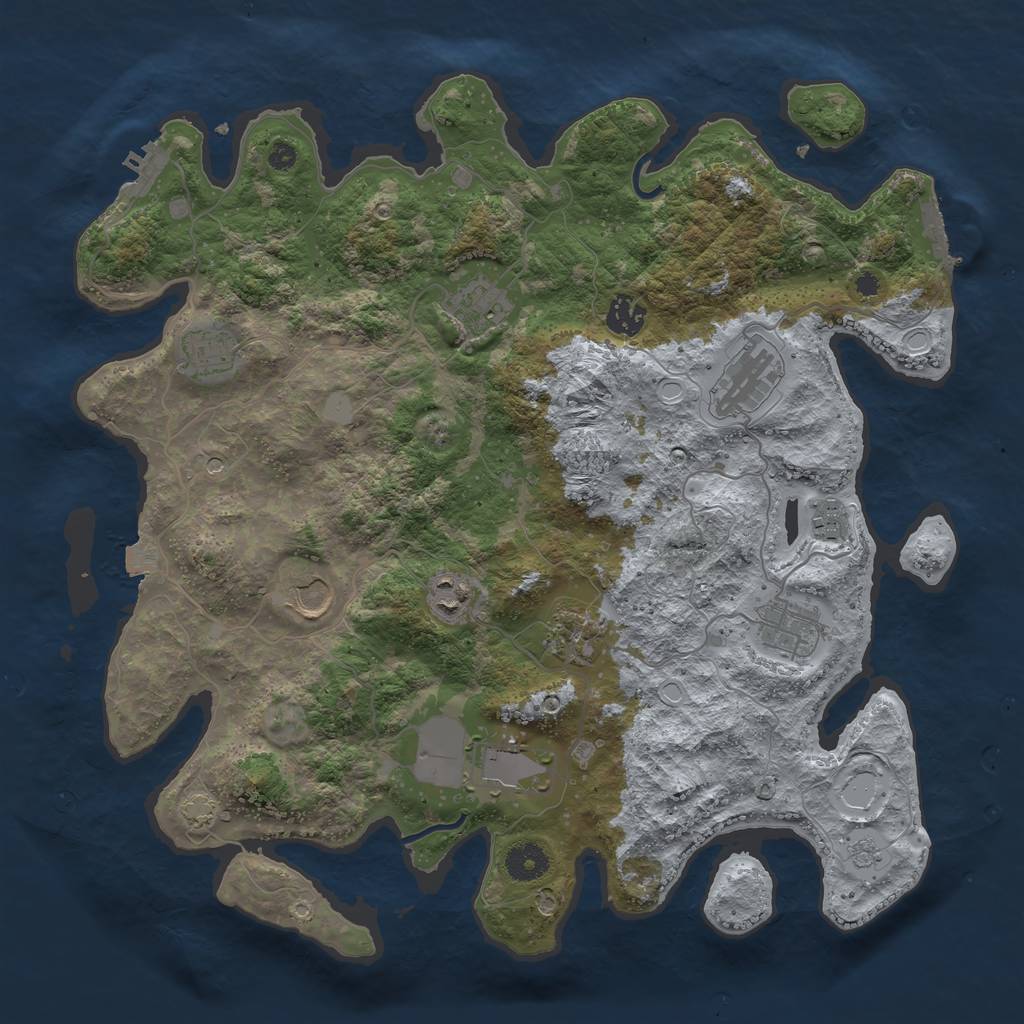 Rust Map: Procedural Map, Size: 3850, Seed: 867252780, 18 Monuments