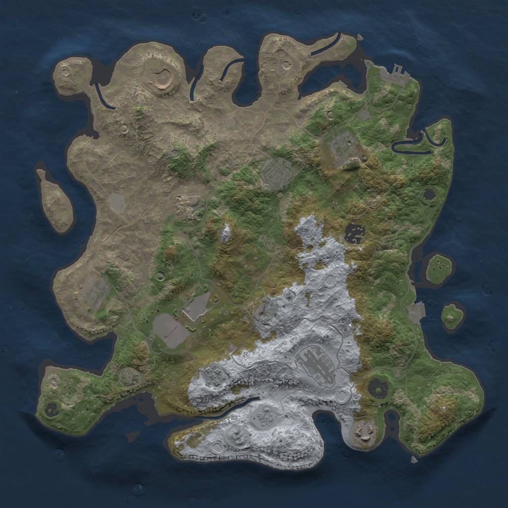 Rust Map: Procedural Map, Size: 3700, Seed: 27661508, 17 Monuments