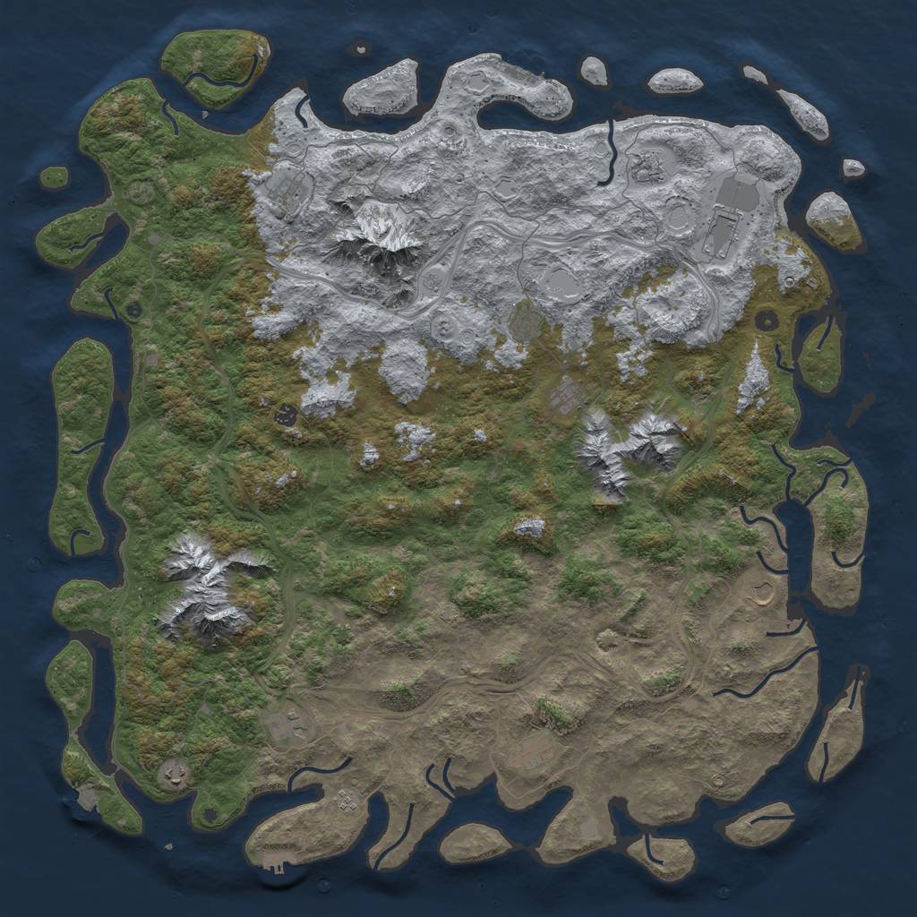 Rust Map: Procedural Map, Size: 6000, Seed: 53651767, 19 Monuments