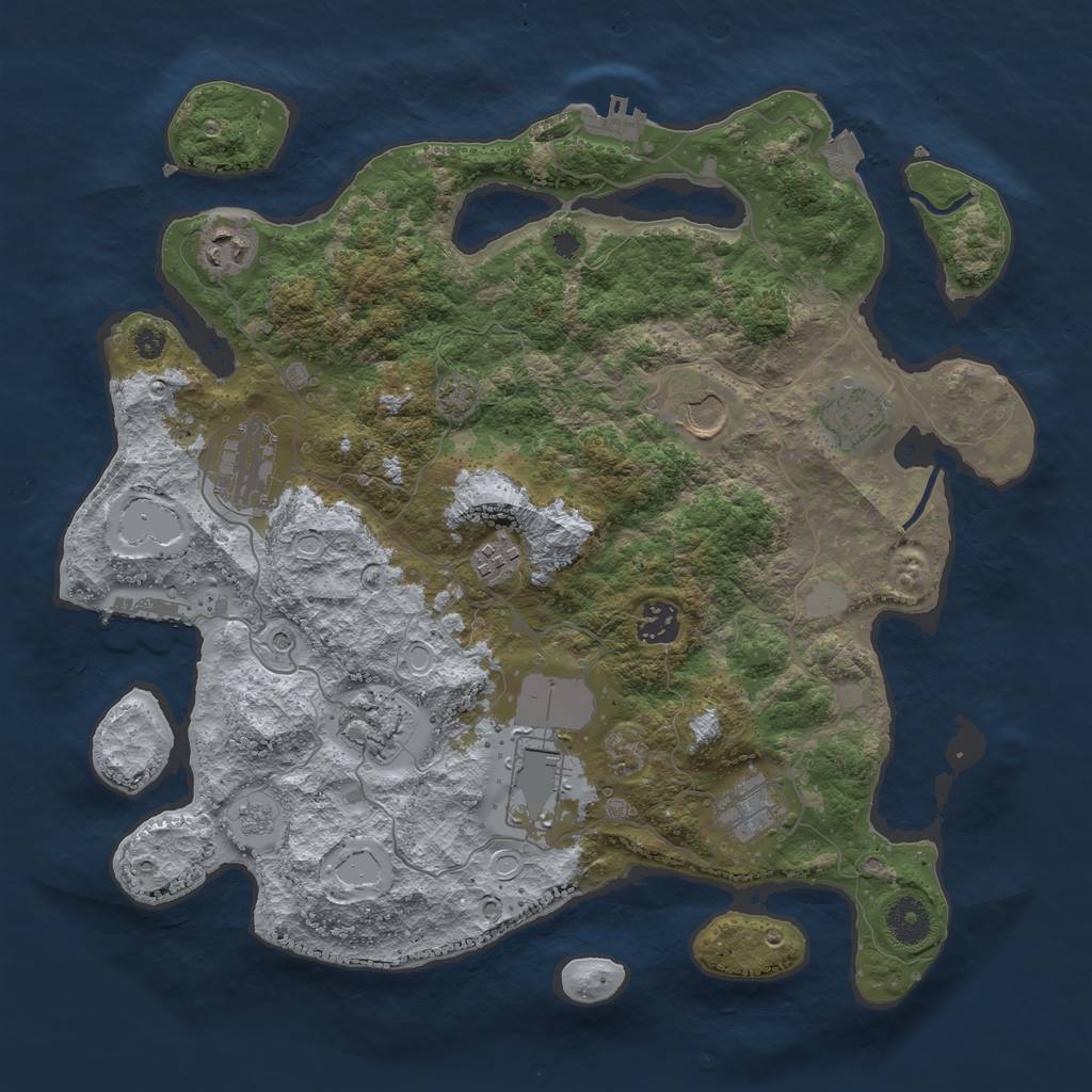 Rust Map: Procedural Map, Size: 3700, Seed: 1971875880, 17 Monuments