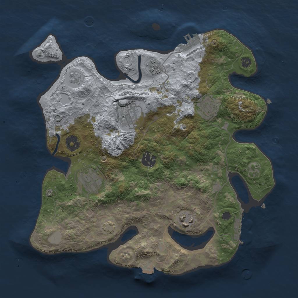 Rust Map: Procedural Map, Size: 3000, Seed: 14412486, 13 Monuments