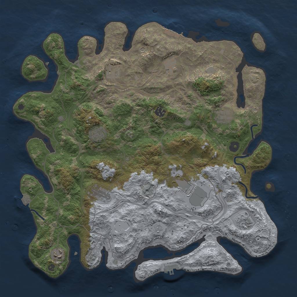 Rust Map: Procedural Map, Size: 4250, Seed: 10162009, 18 Monuments