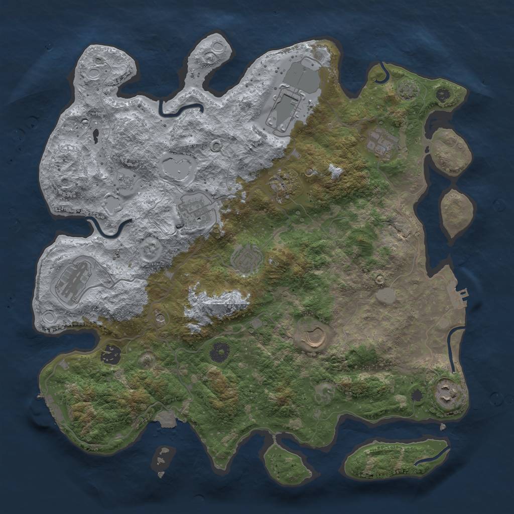 Rust Map: Procedural Map, Size: 3850, Seed: 23962749, 17 Monuments