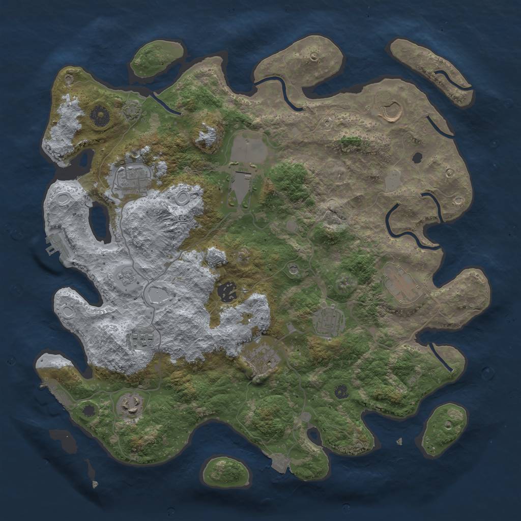 Rust Map: Procedural Map, Size: 3850, Seed: 60764641, 17 Monuments