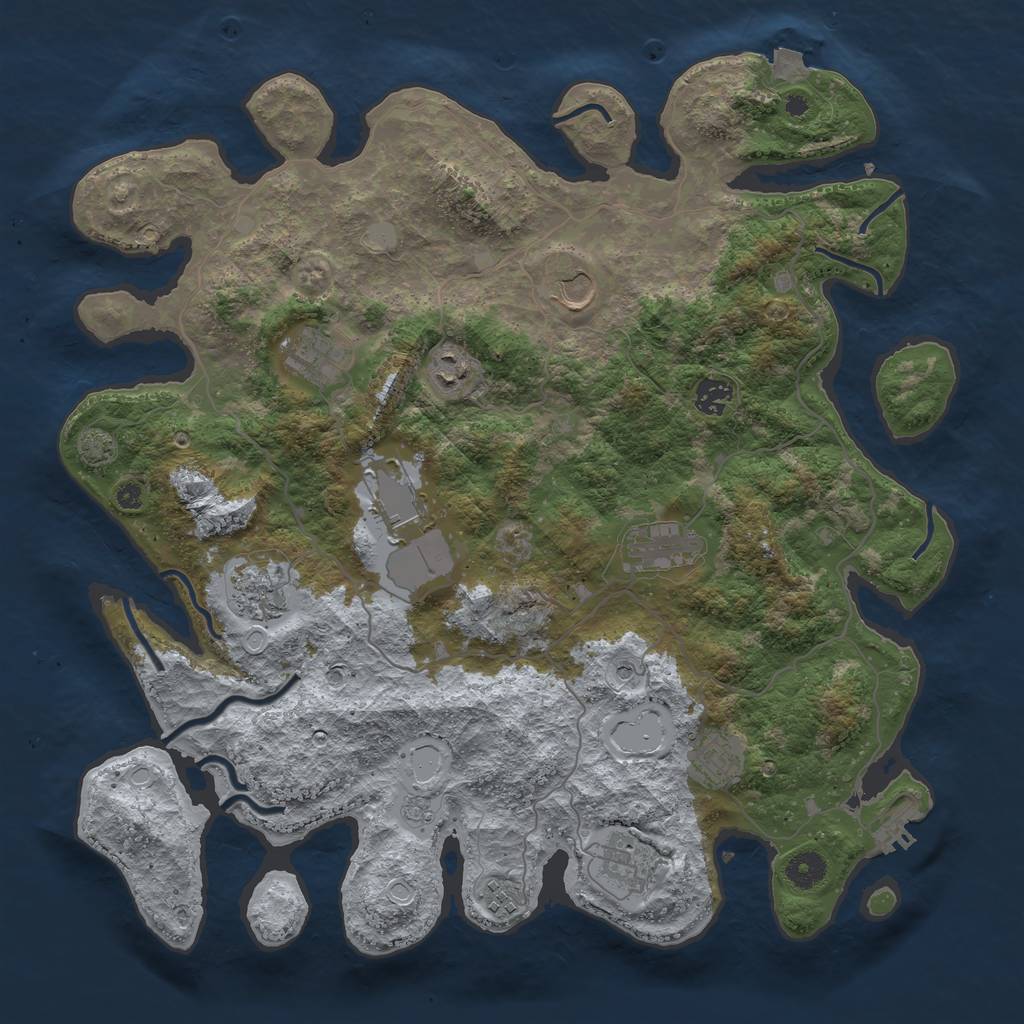 Rust Map: Procedural Map, Size: 4100, Seed: 67247827, 17 Monuments