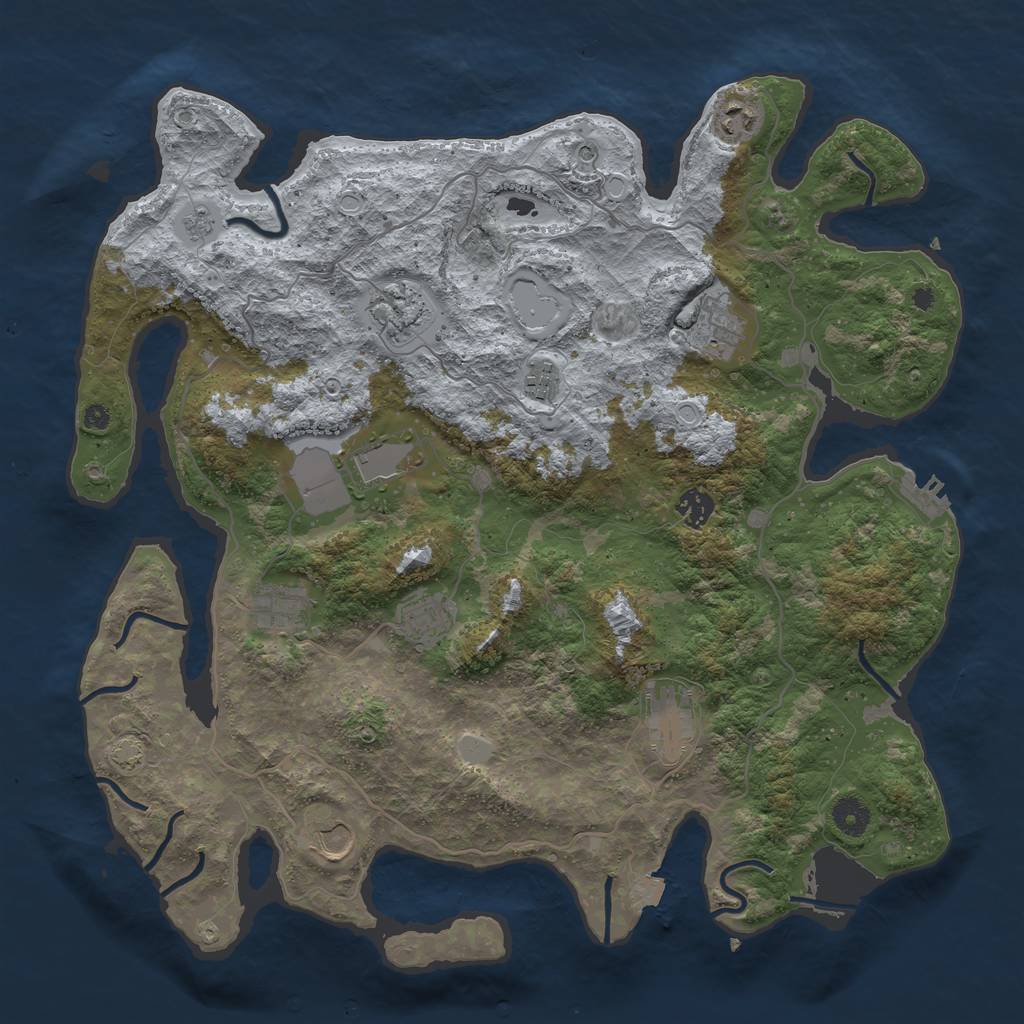 Rust Map: Procedural Map, Size: 4100, Seed: 81622831, 17 Monuments