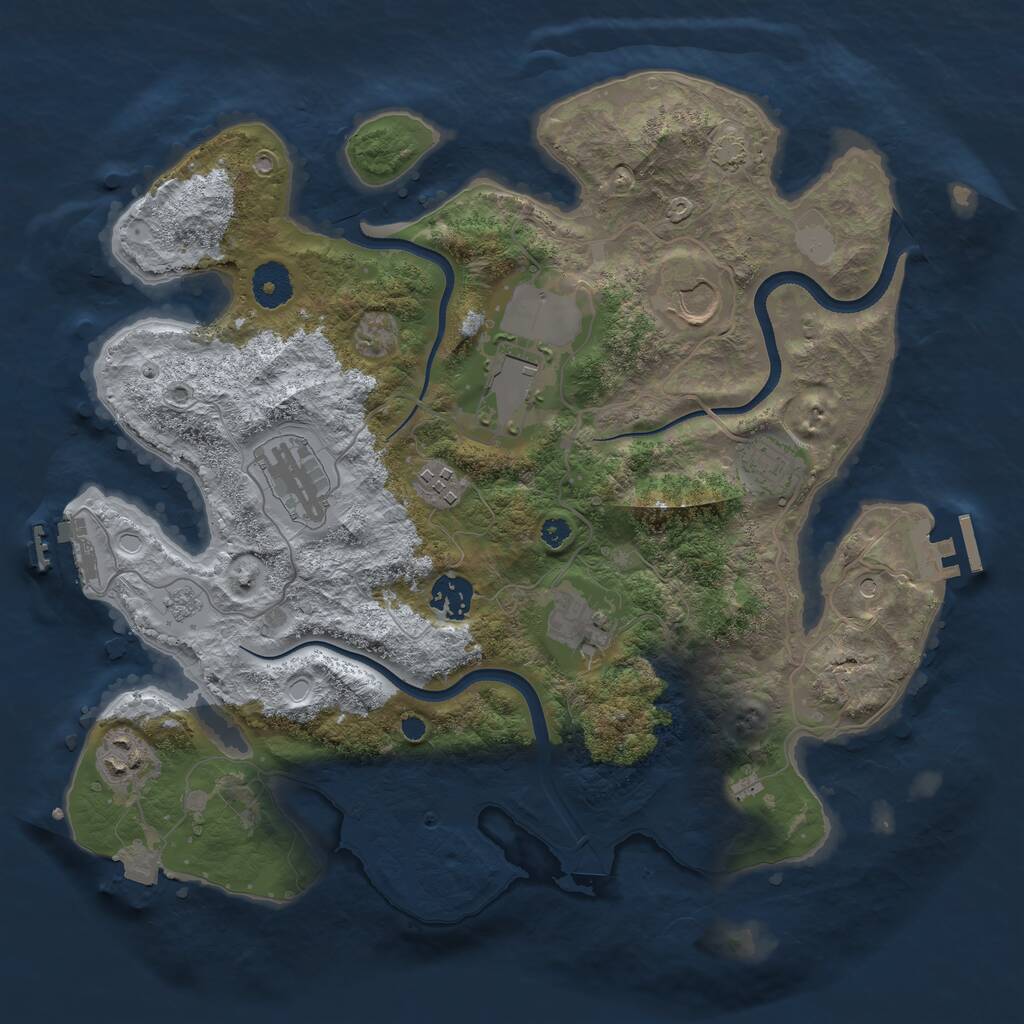 Rust Map: Procedural Map, Size: 3550, Seed: 27492726, 14 Monuments
