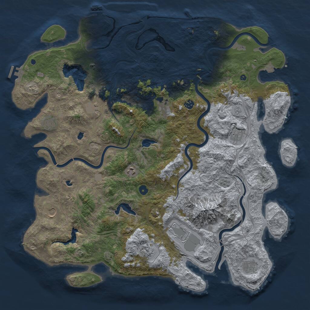 Rust Map: Procedural Map, Size: 5000, Seed: 529471218, 17 Monuments