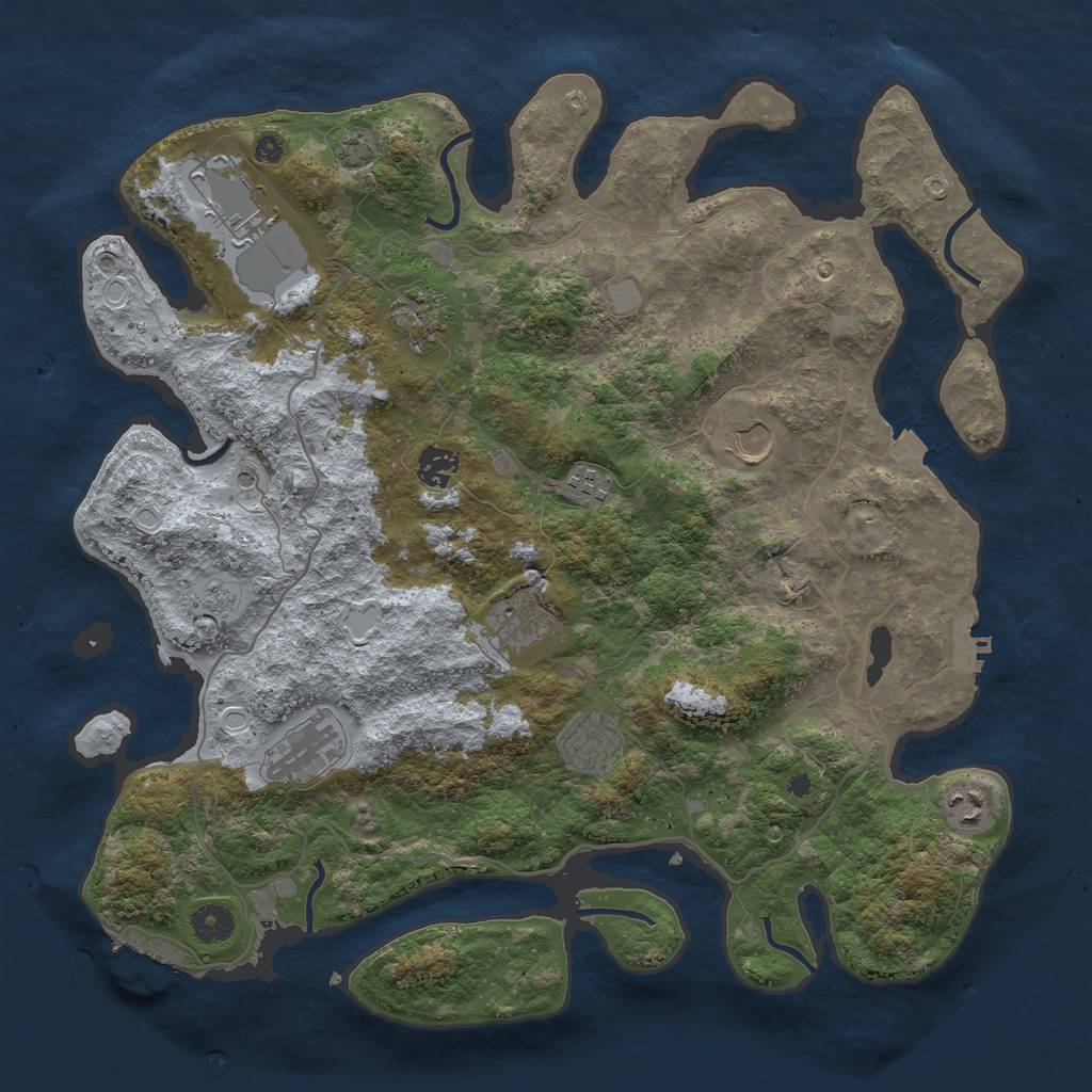 Rust Map: Procedural Map, Size: 4000, Seed: 93016623, 17 Monuments