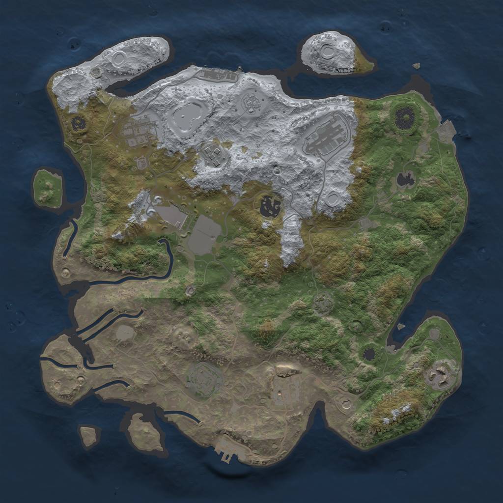 Rust Map: Procedural Map, Size: 3500, Seed: 31821084, 16 Monuments
