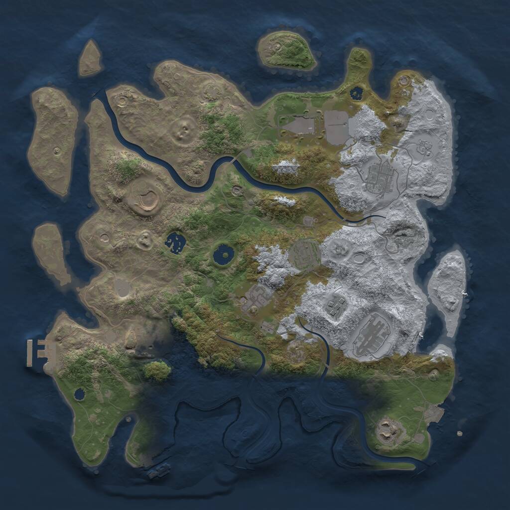 Rust Map: Procedural Map, Size: 3800, Seed: 3849063, 16 Monuments