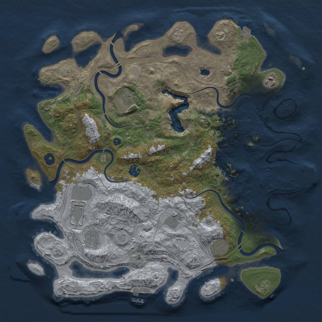 Rust Map: Procedural Map, Size: 4250, Seed: 505136940, 14 Monuments