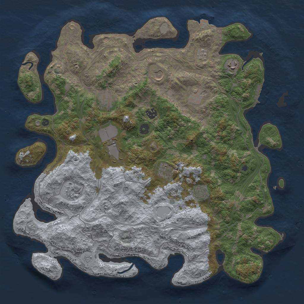 Rust Map: Procedural Map, Size: 4300, Seed: 50117886, 17 Monuments