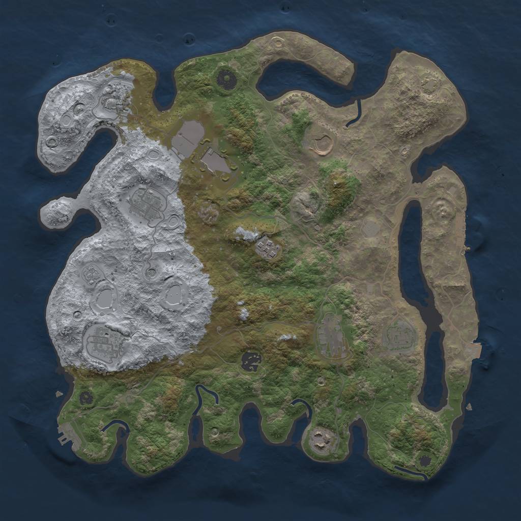 Rust Map: Procedural Map, Size: 3850, Seed: 92732679, 18 Monuments