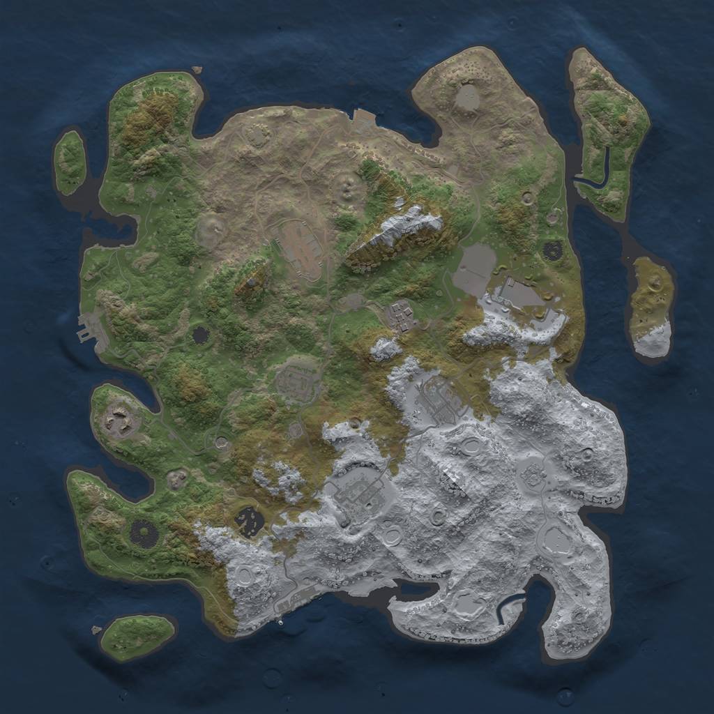 Rust Map: Procedural Map, Size: 3700, Seed: 86218803, 16 Monuments