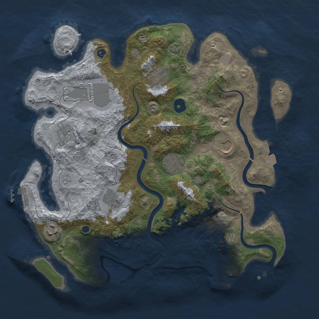 Rust Map: Procedural Map, Size: 3650, Seed: 37232524, 14 Monuments