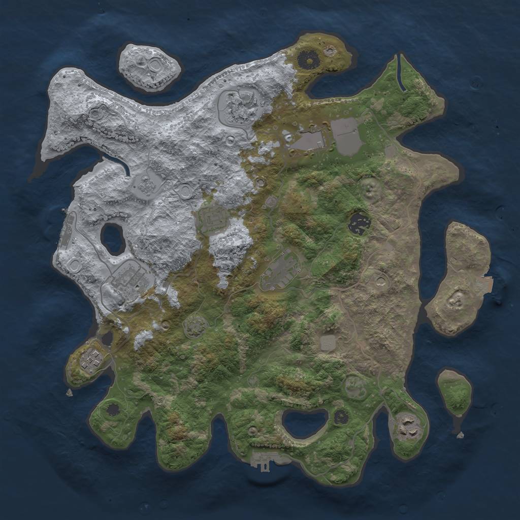 Rust Map: Procedural Map, Size: 3650, Seed: 4520957, 16 Monuments