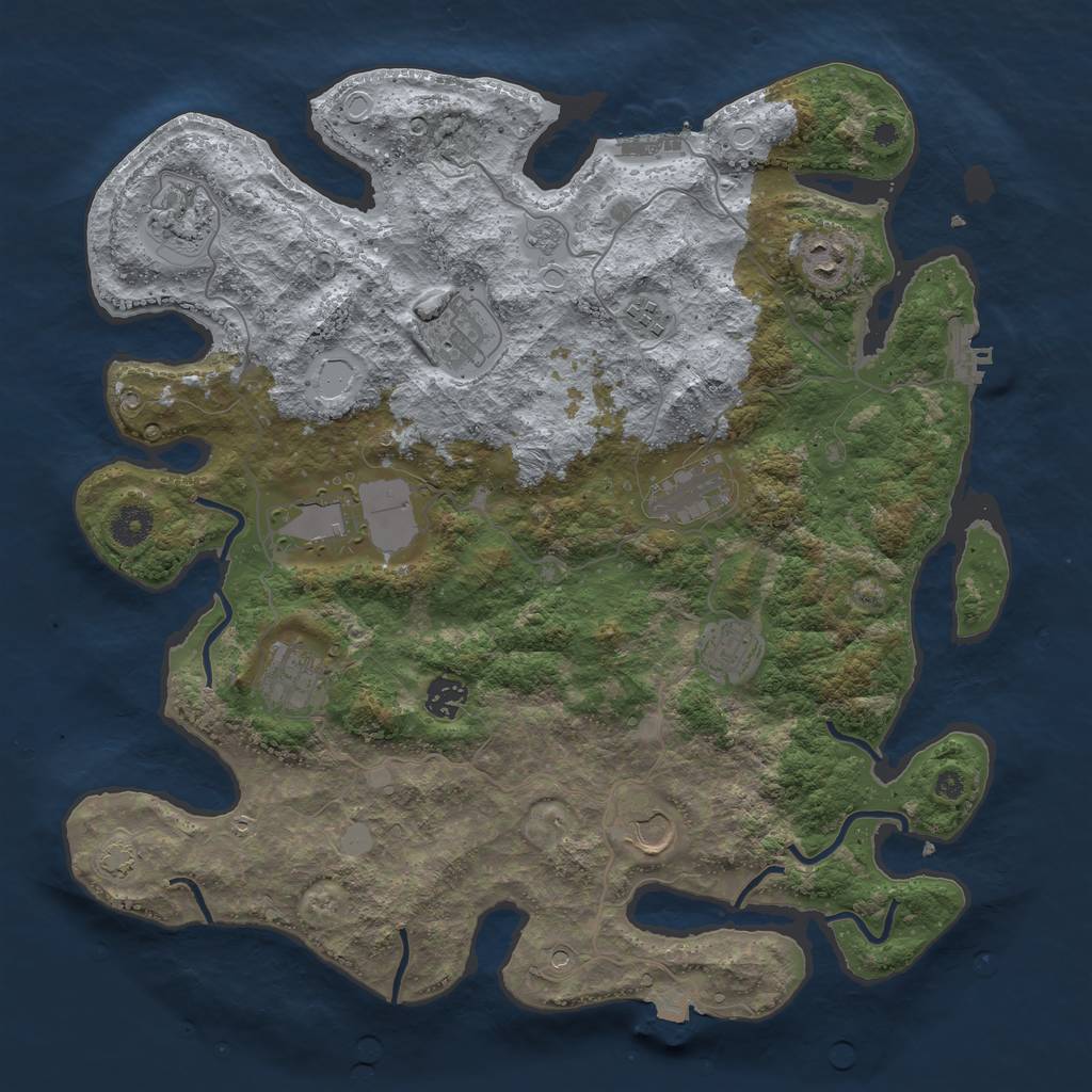 Rust Map: Procedural Map, Size: 3950, Seed: 32363521, 18 Monuments