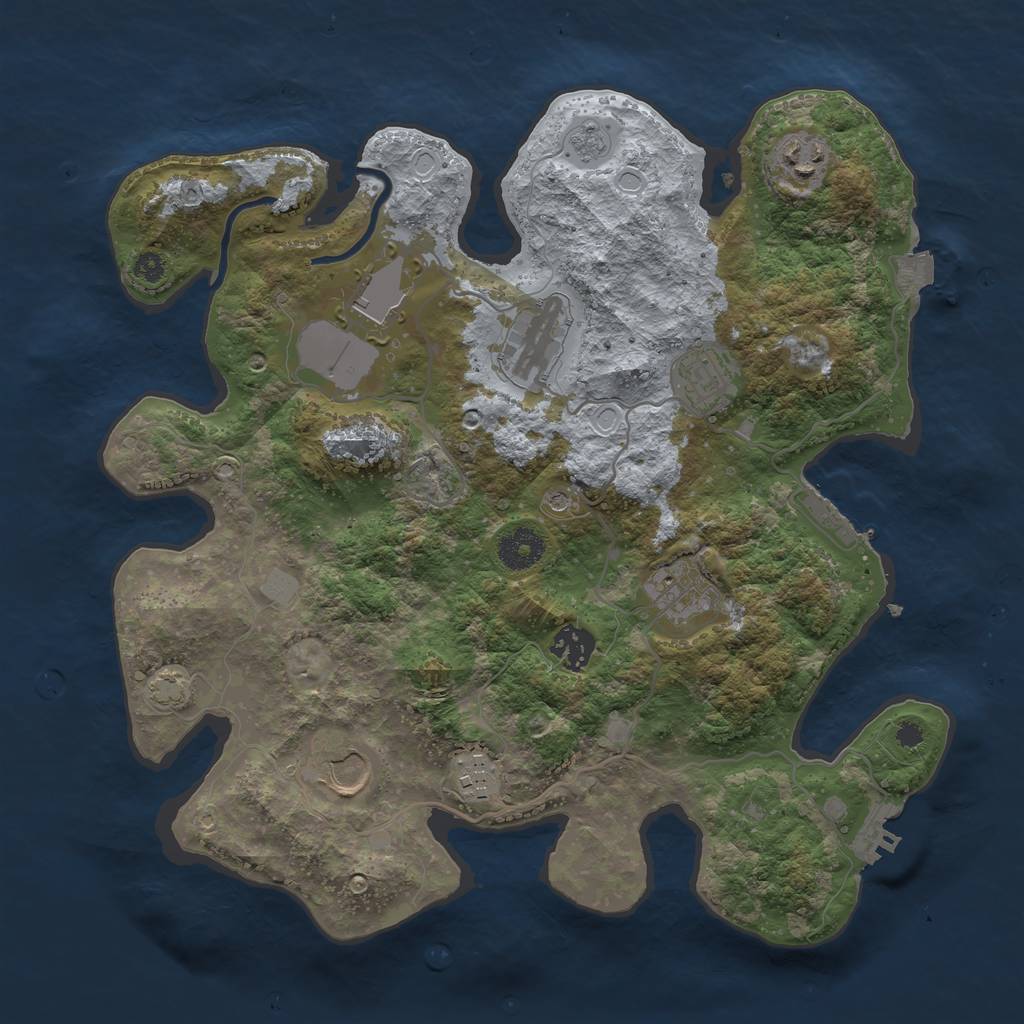 Rust Map: Procedural Map, Size: 3500, Seed: 76100570, 16 Monuments