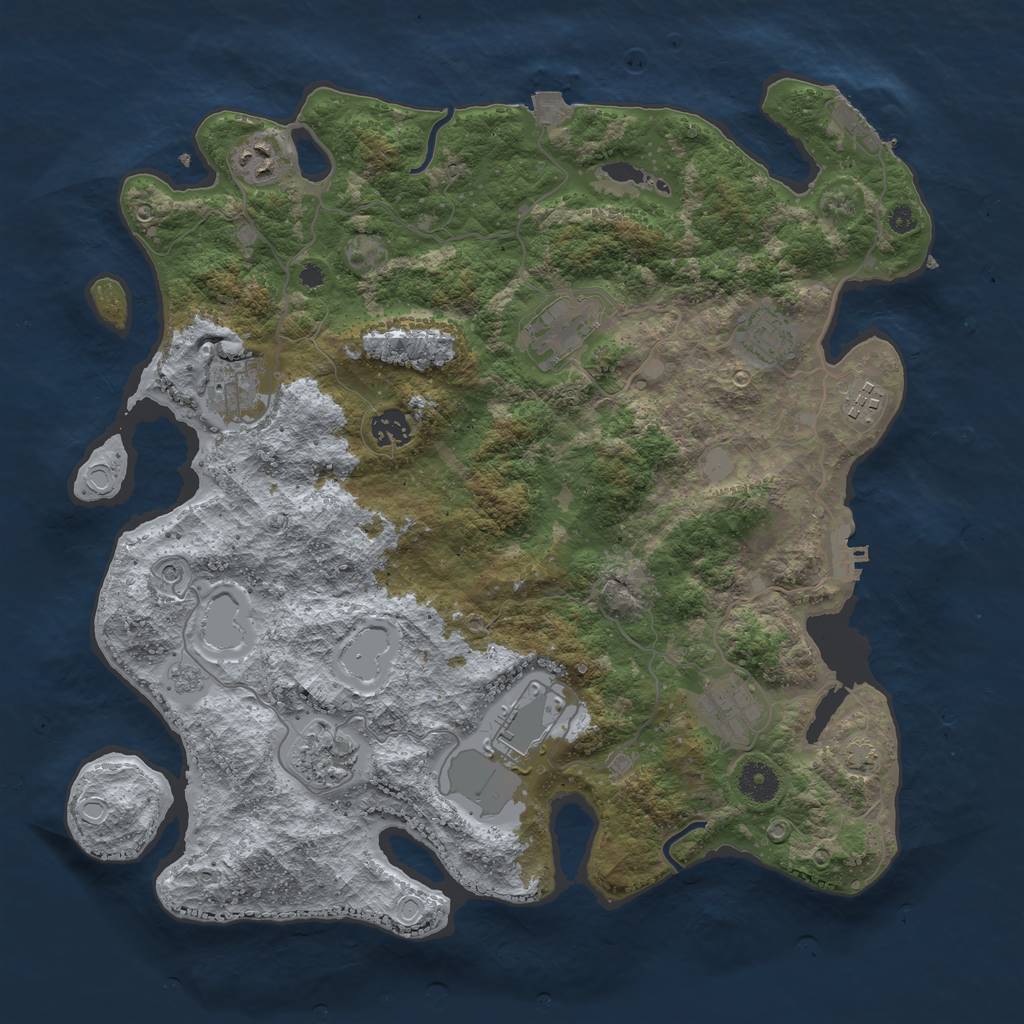 Rust Map: Procedural Map, Size: 3900, Seed: 36218434, 17 Monuments