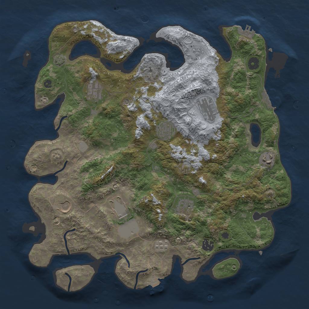 Rust Map: Procedural Map, Size: 3850, Seed: 14820554, 17 Monuments