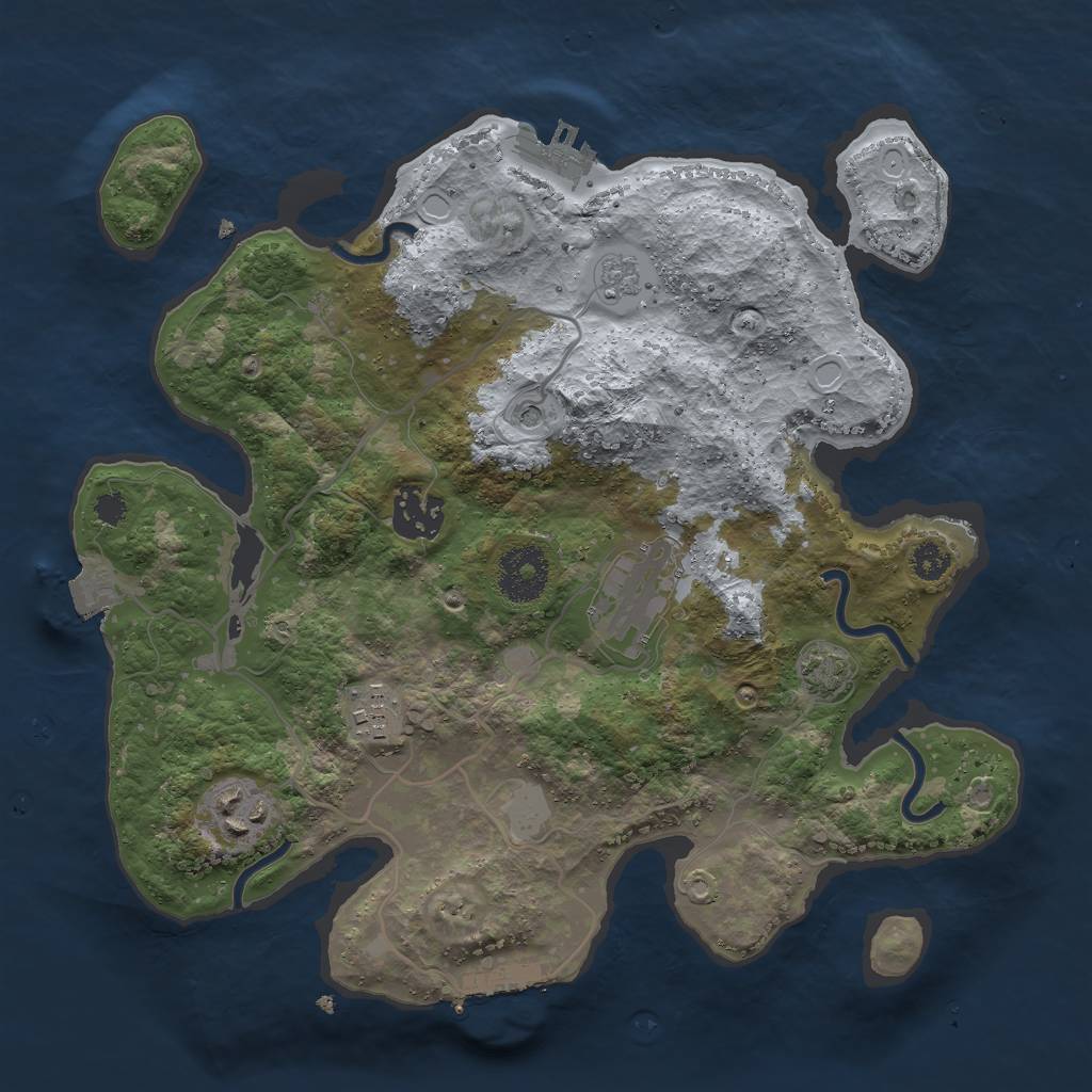 Rust Map: Procedural Map, Size: 3000, Seed: 3988257, 12 Monuments