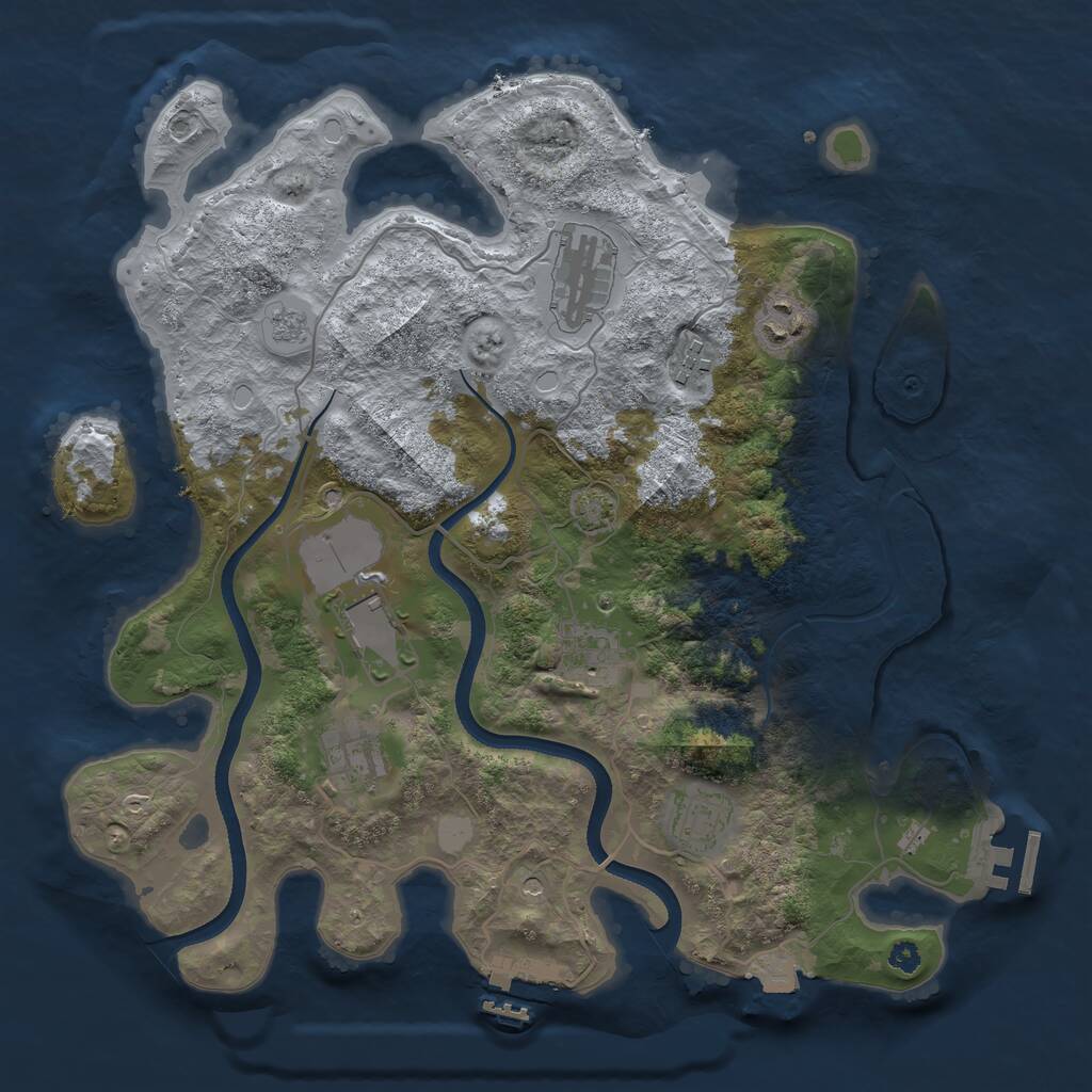 Rust Map: Procedural Map, Size: 3500, Seed: 631508515, 13 Monuments