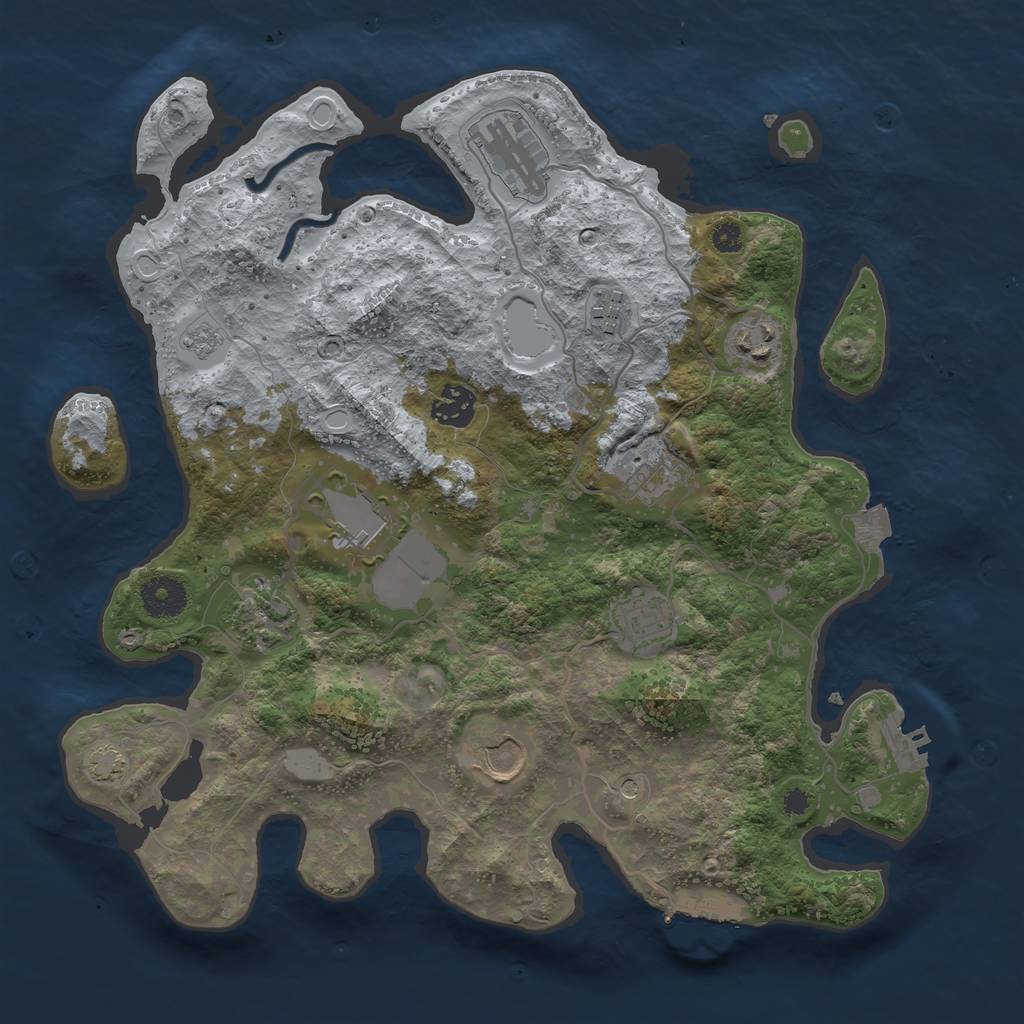 Rust Map: Procedural Map, Size: 3500, Seed: 631508515, 17 Monuments