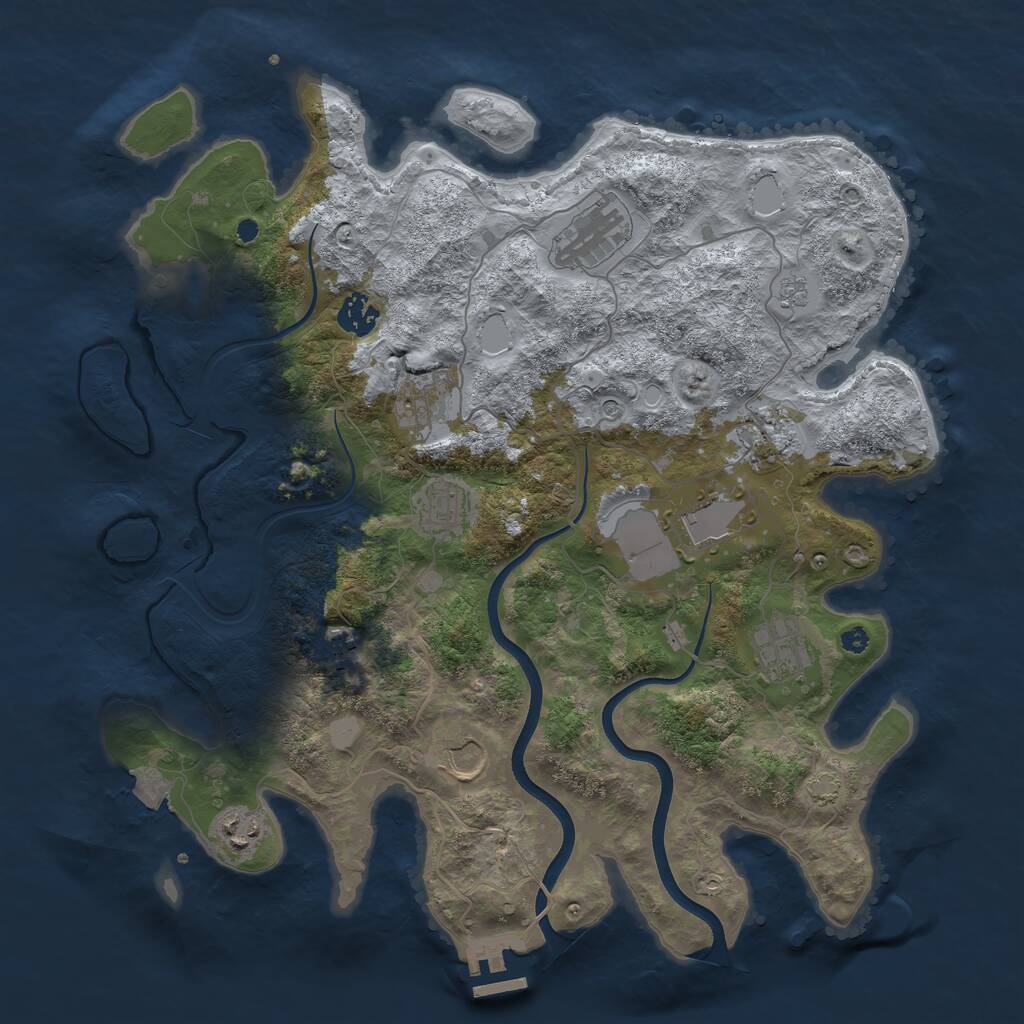 Rust Map: Procedural Map, Size: 3800, Seed: 54589893, 15 Monuments