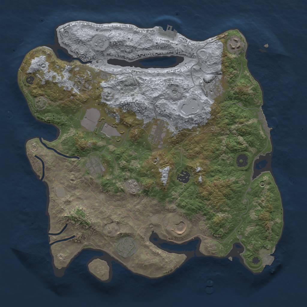 Rust Map: Procedural Map, Size: 3650, Seed: 45897123, 18 Monuments