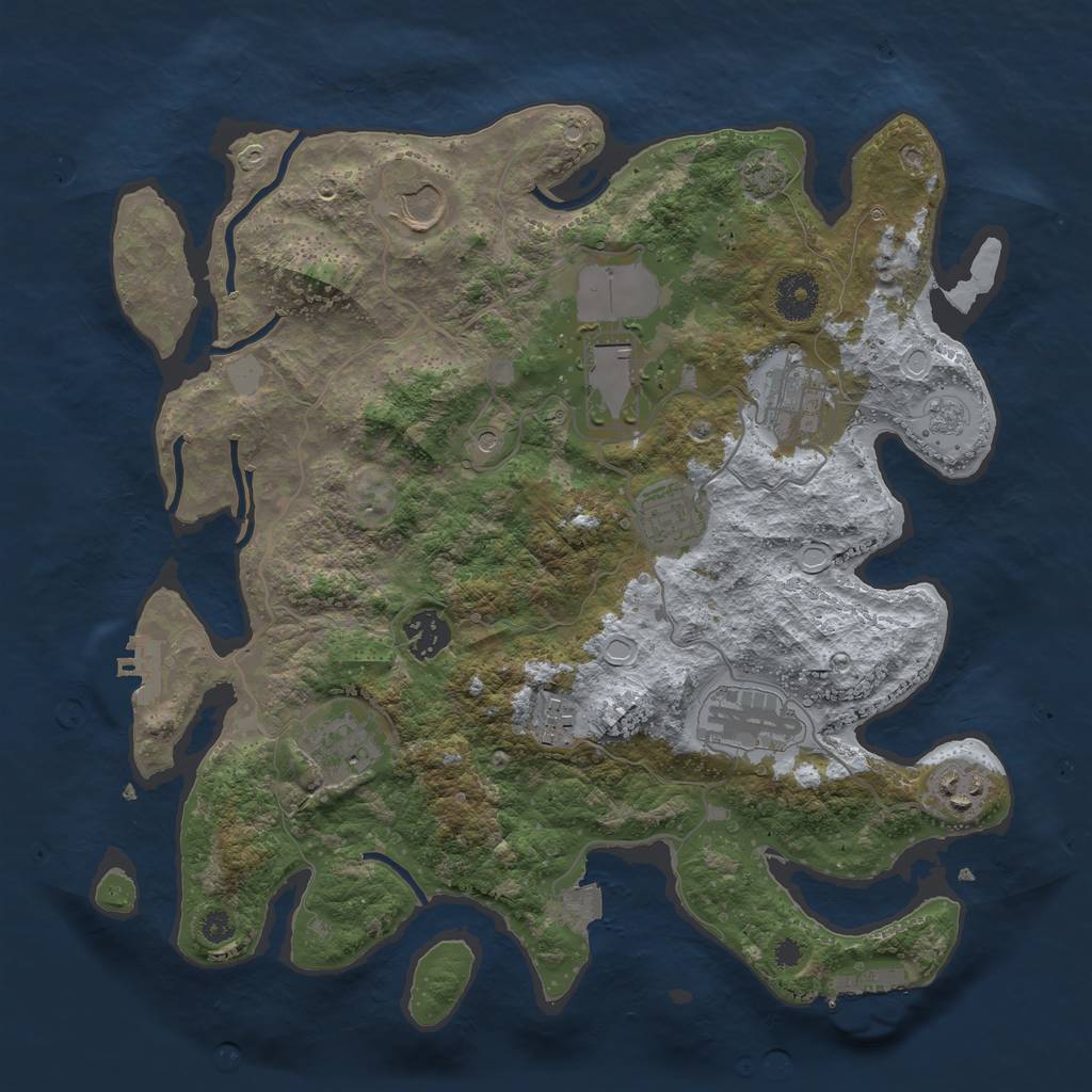 Rust Map: Procedural Map, Size: 3500, Seed: 46737433, 17 Monuments
