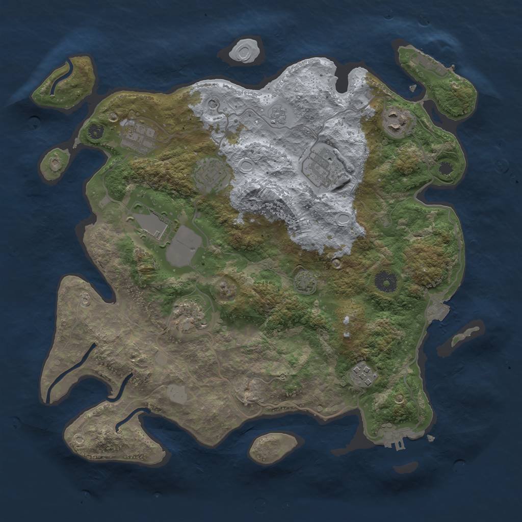 Rust Map: Procedural Map, Size: 3500, Seed: 23606531, 15 Monuments