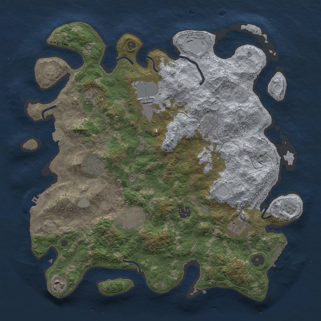 Rust Map: Procedural Map, Size: 3950, Seed: 44239896, 17 Monuments