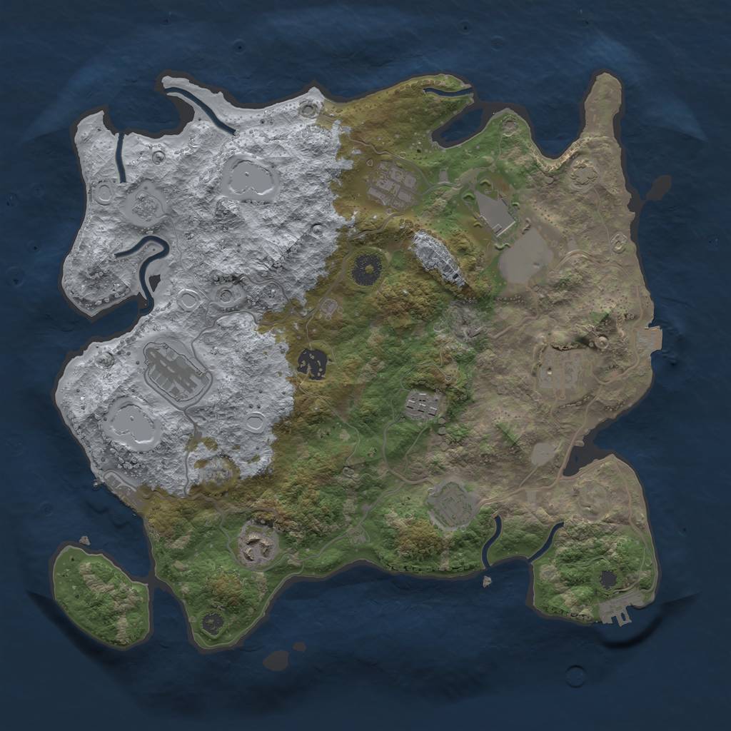 Rust Map: Procedural Map, Size: 3550, Seed: 17326216, 16 Monuments
