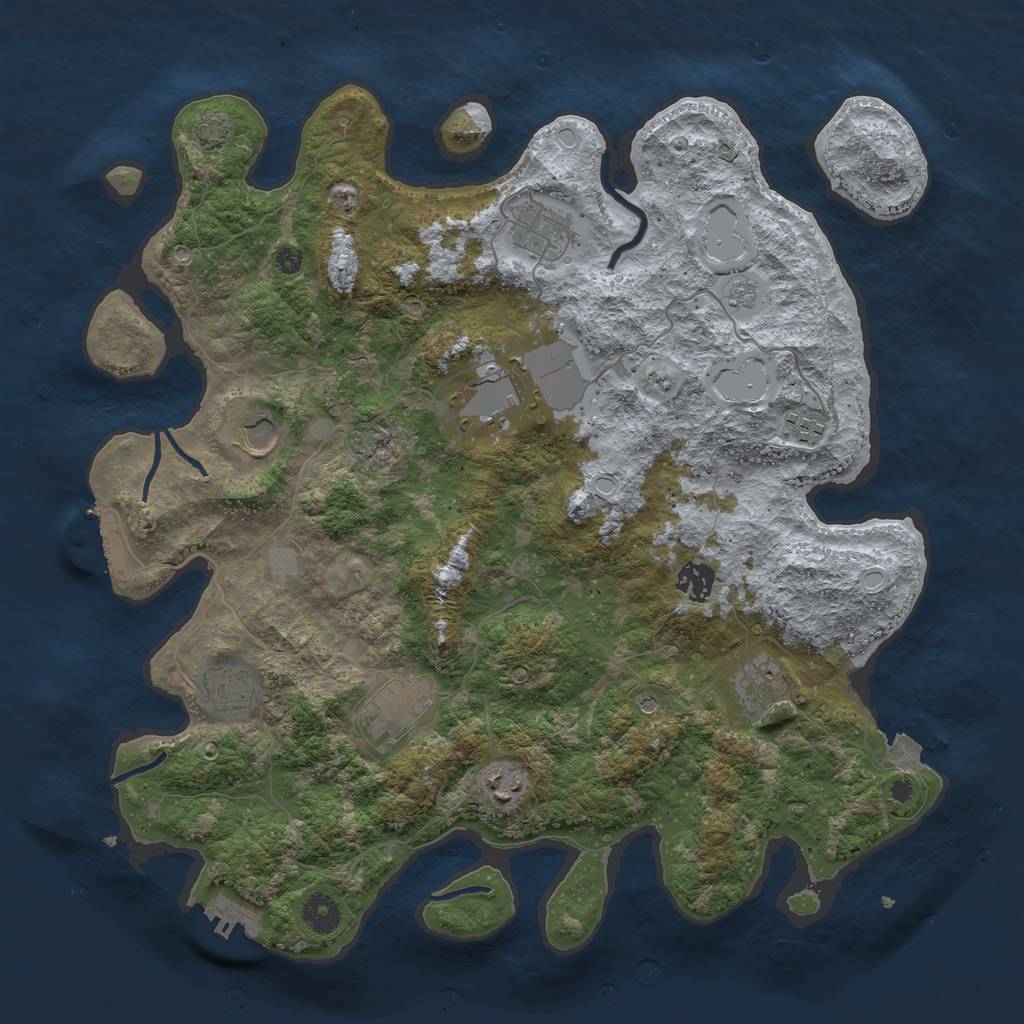 Rust Map: Procedural Map, Size: 3950, Seed: 17126073, 17 Monuments