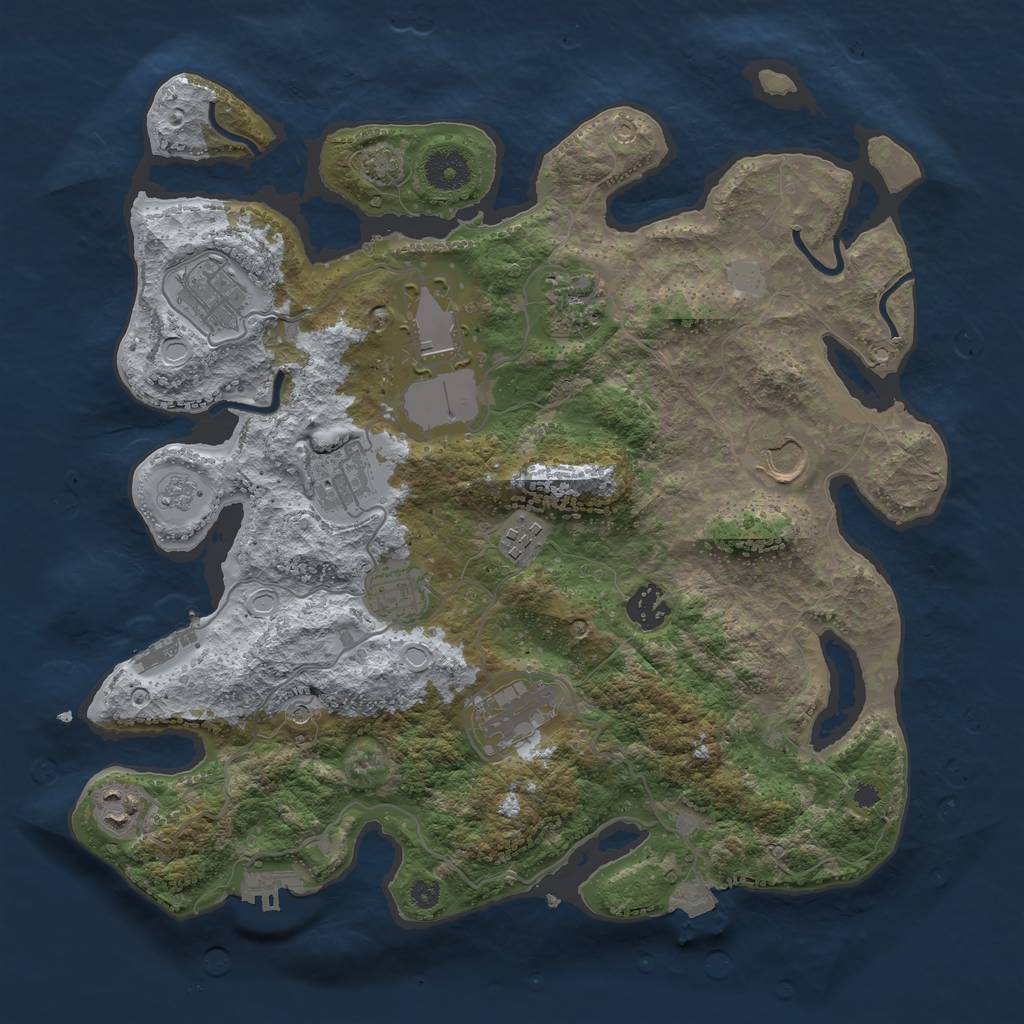Rust Map: Procedural Map, Size: 3600, Seed: 4058276, 18 Monuments