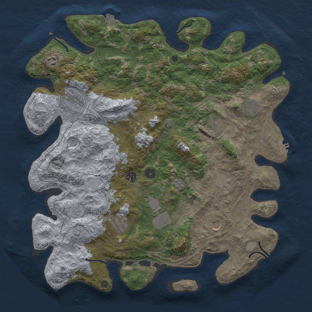 Rust Map: Procedural Map, Size: 4400, Seed: 42701744, 17 Monuments