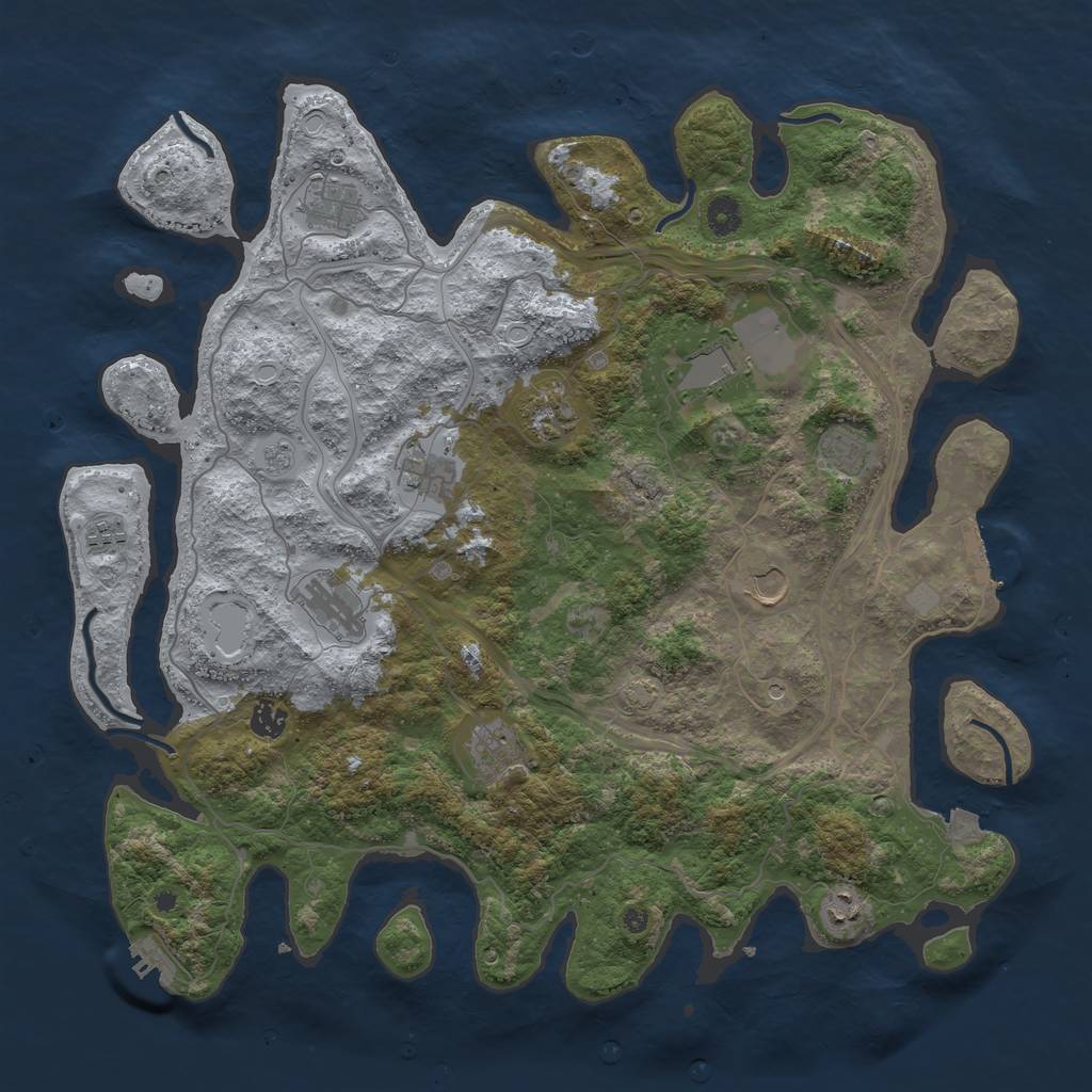 Rust Map: Procedural Map, Size: 4400, Seed: 73070371, 19 Monuments