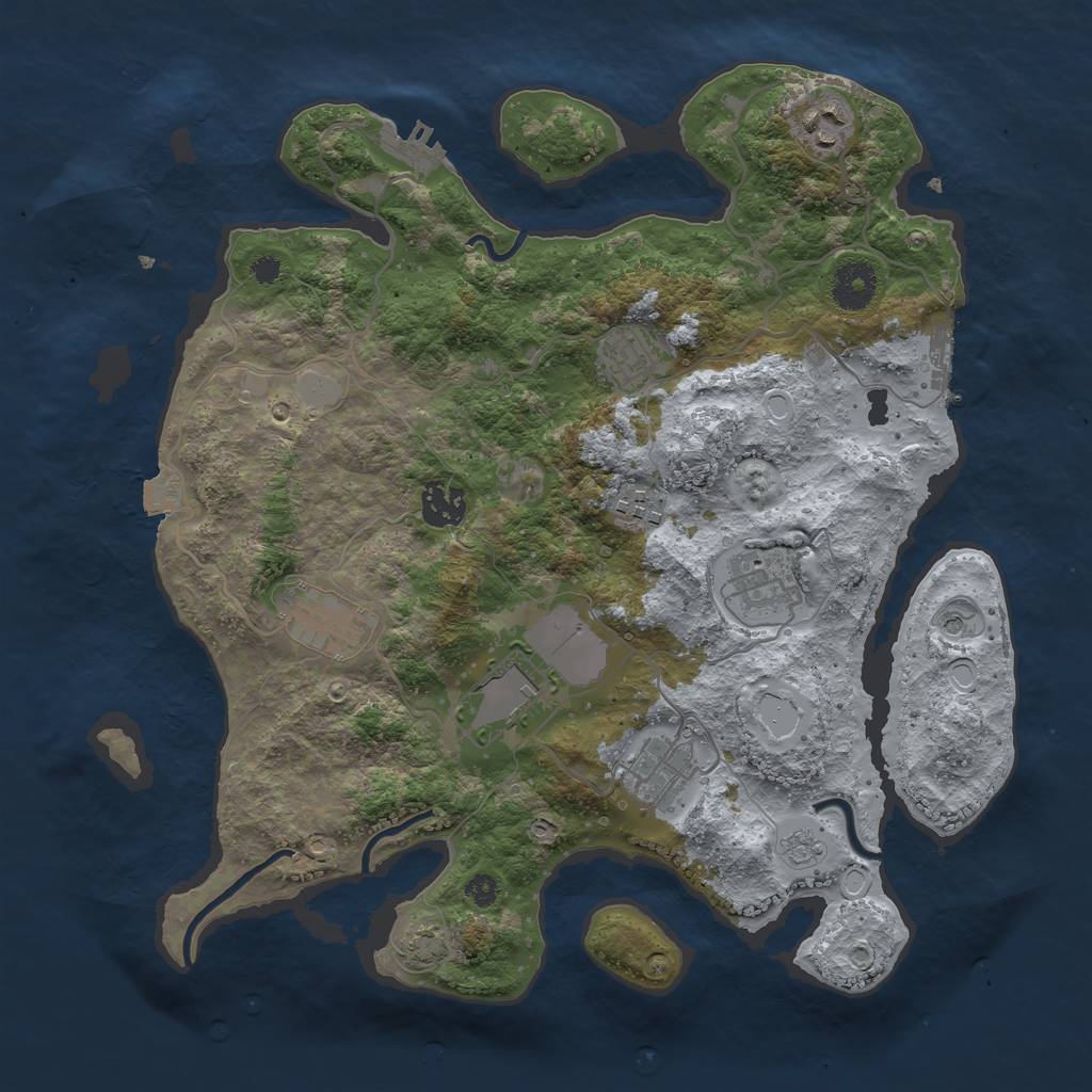 Rust Map: Procedural Map, Size: 3500, Seed: 2140469503, 16 Monuments