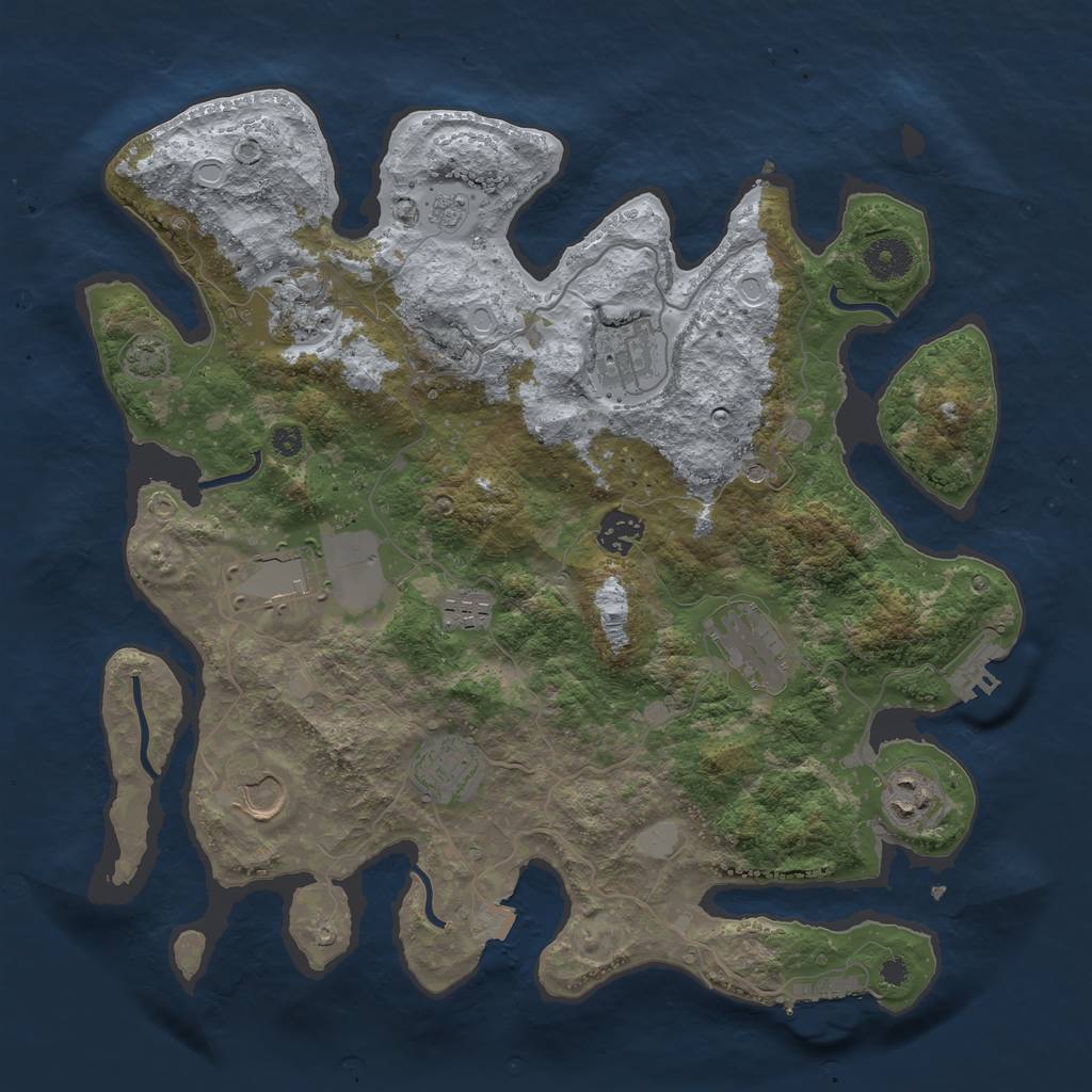 Rust Map: Procedural Map, Size: 3650, Seed: 876543210, 17 Monuments