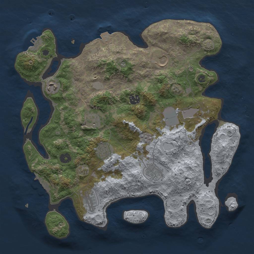 Rust Map: Procedural Map, Size: 3500, Seed: 678485904, 17 Monuments