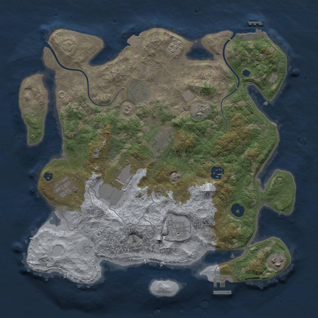 Rust Map: Procedural Map, Size: 3600, Seed: 23009, 14 Monuments